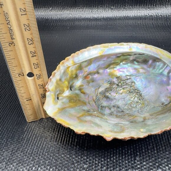 Vintage Abalone Shell Trinket Dish Mother Of Pearl Iridescent Finish Dish Bowl - Picture 3 of 16